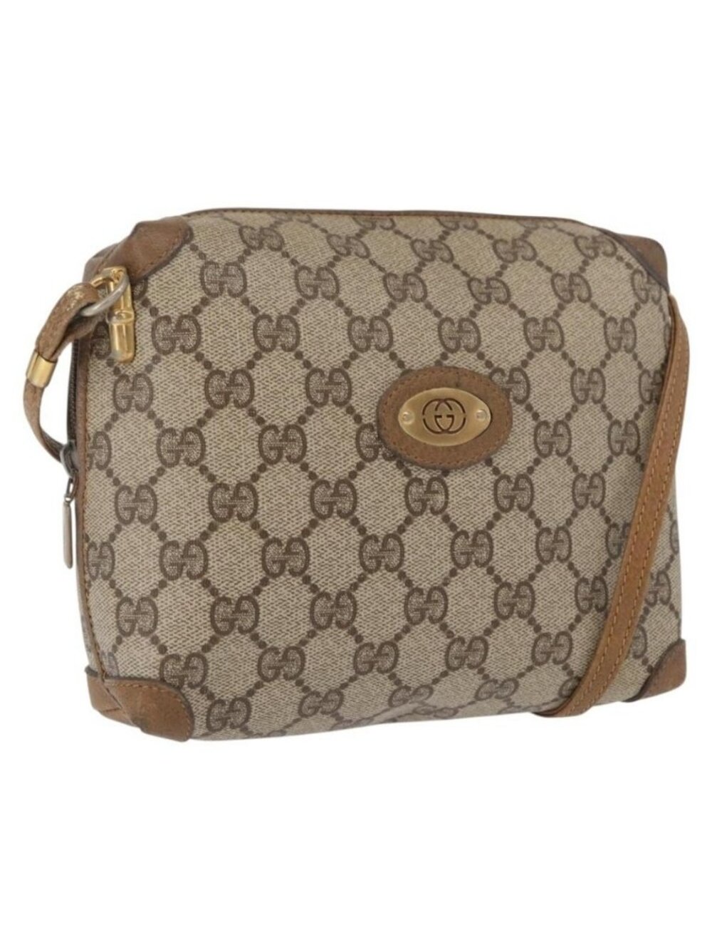 Authentic GUCCI GG Supreme Shoulder Bag PVC Beige Gold 007 115 4916